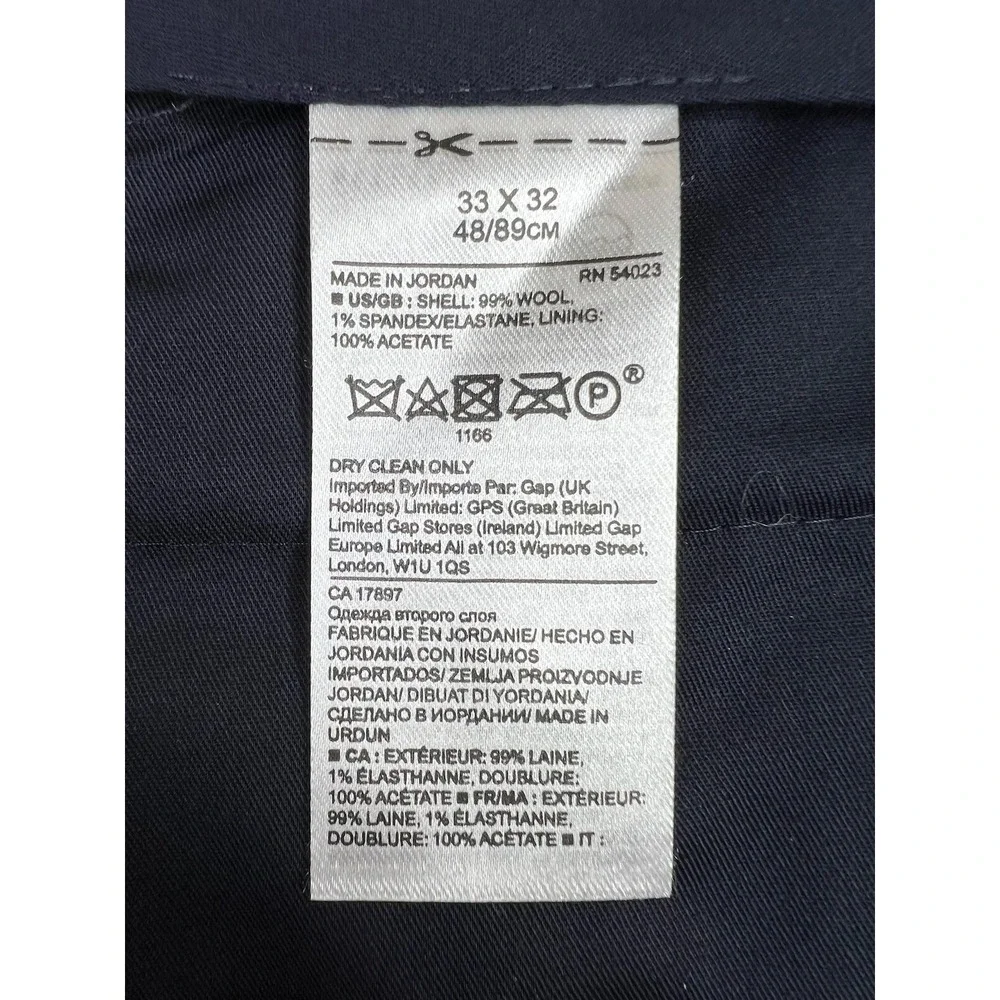 Banana Republic Dress Pants Mens 33x32 Blue Performance Wool Slim Fit NEW